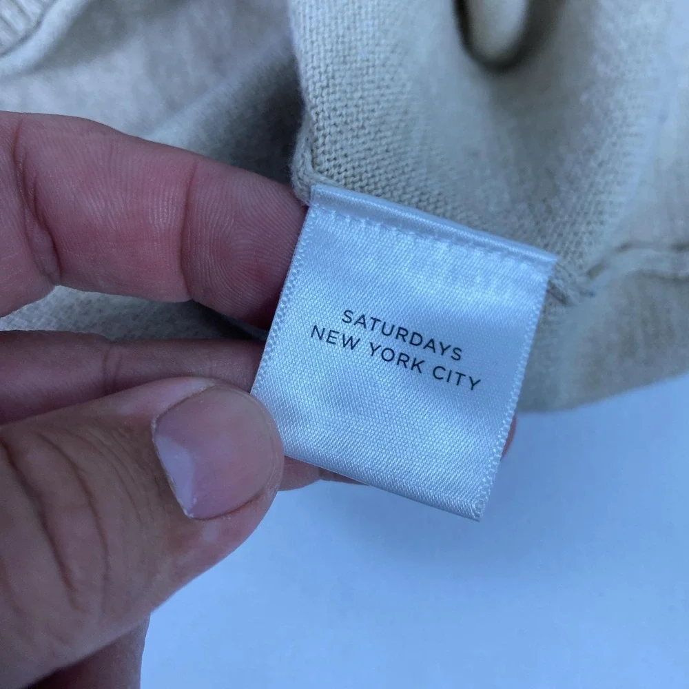 Saturdays New York City Sweater Mens Large Beige Cashmere‎ Blend Crew Neck